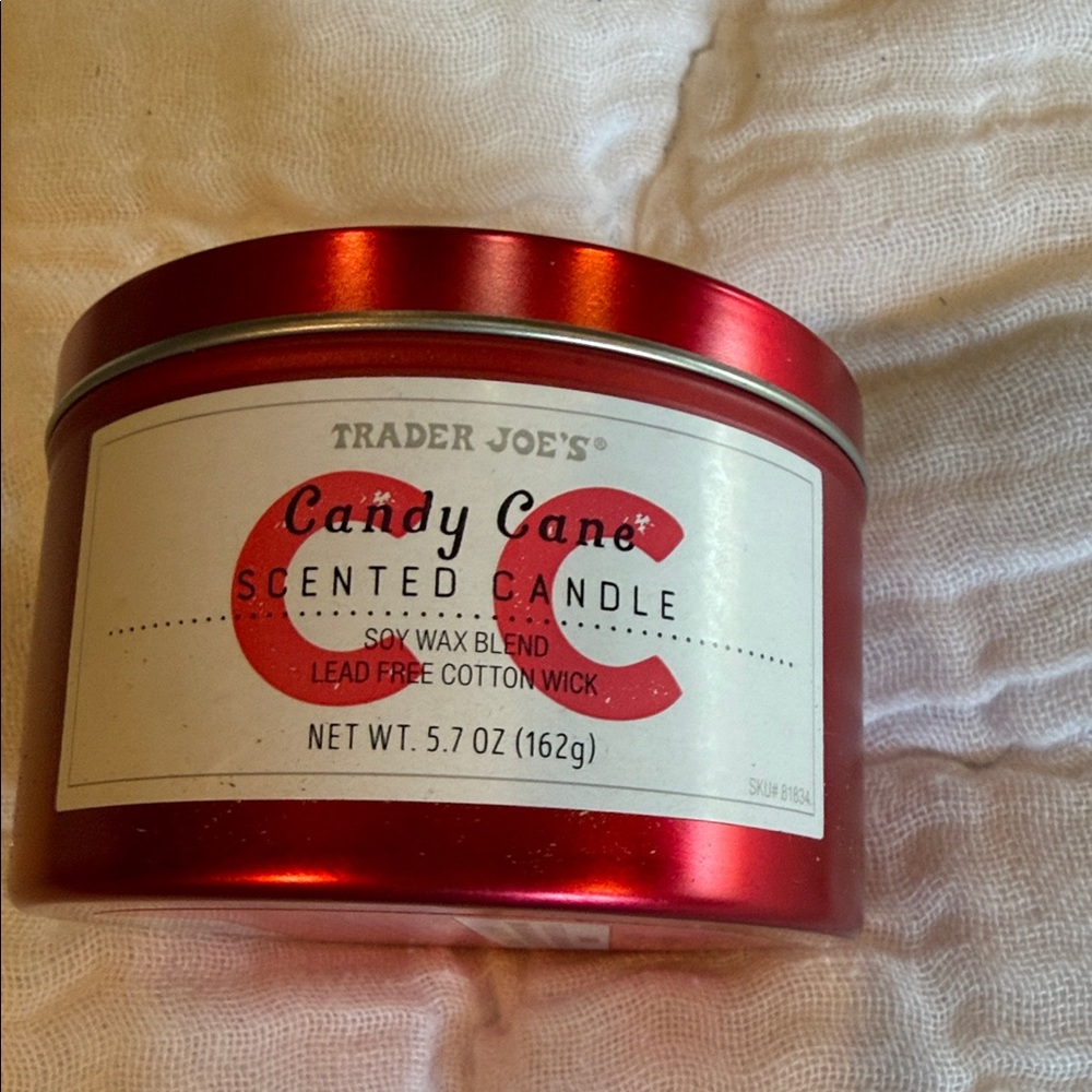 Candy Cane Scented Candle - Red